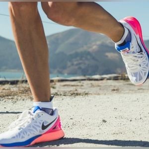 NIKE LUNARGLIDE 6 WHITE BLACK HYPER PINK HYPER COBALT ASPHALT SIZE 9.5